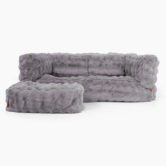 Albert Pouf Divano 2 posti - Pelliccia Sintetica a Bolle Grigio 02