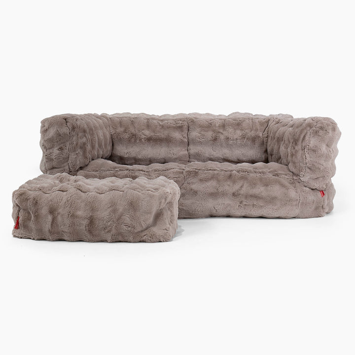 Albert Pouf Divano 2 posti - Pelliccia Sintetica a Bolle Visone 02