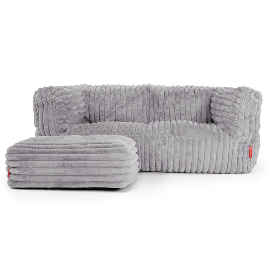 Albert Pouf Divano 2 posti - Velluto Felpato Ultra Morbido Grigio2