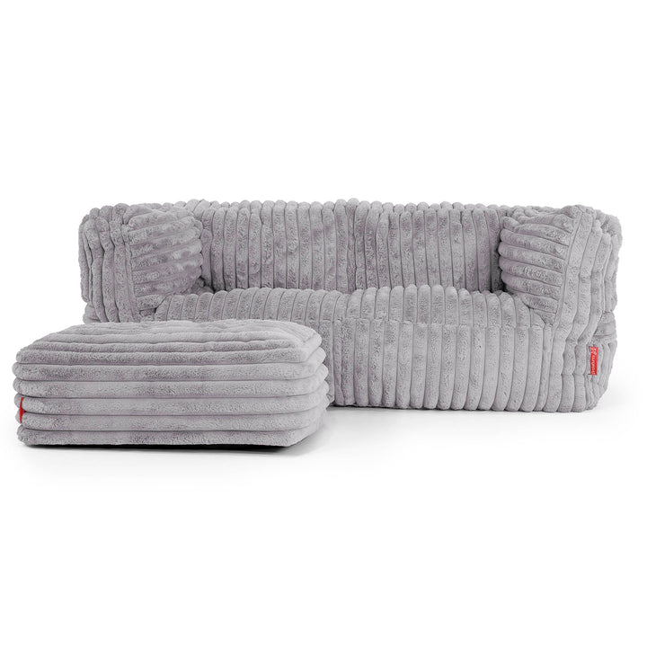 Albert Pouf Divano 2 posti - Velluto Felpato Ultra Morbido Grigio2