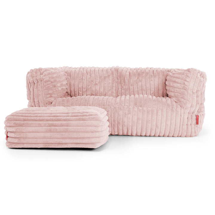 Albert Pouf Divano 2 posti - Velluto Felpato Ultra Morbido Rosa Antico2