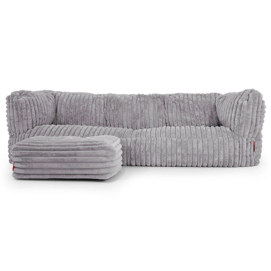 Albert Pouf Divano 3 posti - Velluto Felpato Ultra Morbido Grigio2