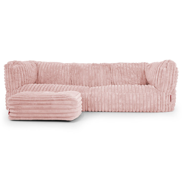 Albert Pouf Divano 3 posti - Velluto Felpato Ultra Morbido Rosa Antico2