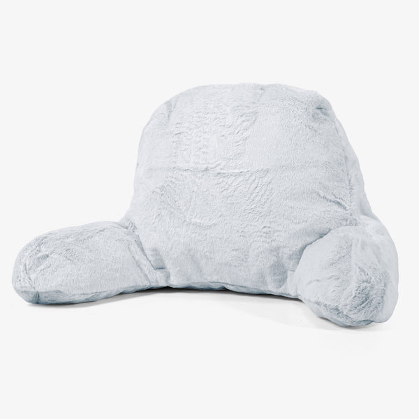 Cuscino da Lettura con Sostegno Posteriore Alto - Eco-pelliccia di Coniglio Azzurro Polvere 01