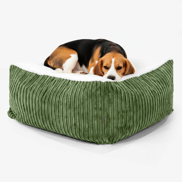 Cuccia per Cani Materasso Gigante Grande - Sherpa & Velluto a Coste Verde Foresta - 02