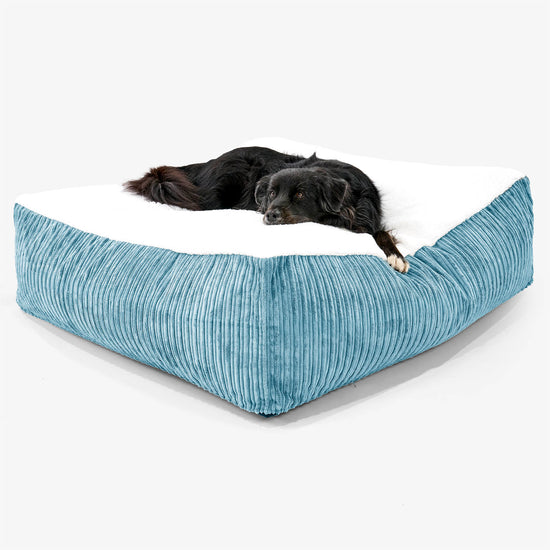 Cuccia per Cani Materasso Gigante XXL - Sherpa & Velluto a Coste Egeo Blu - 02