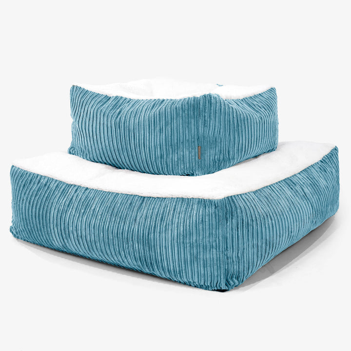 Cuccia per Cani Materasso Gigante XXL - Sherpa & Velluto a Coste Egeo Blu - 03