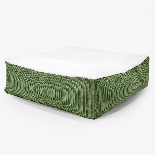 Cuccia per Cani Materasso Gigante XXL - Sherpa & Velluto a Coste Verde Foresta - 01