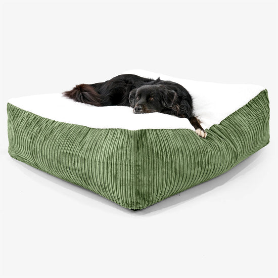 Cuccia per Cani Materasso Gigante XXL - Sherpa & Velluto a Coste Verde Foresta - 02