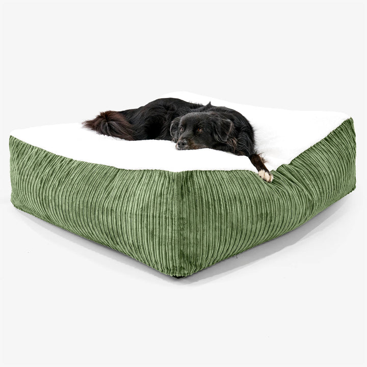Cuccia per Cani Materasso Gigante XXL - Sherpa & Velluto a Coste Verde Foresta - 02