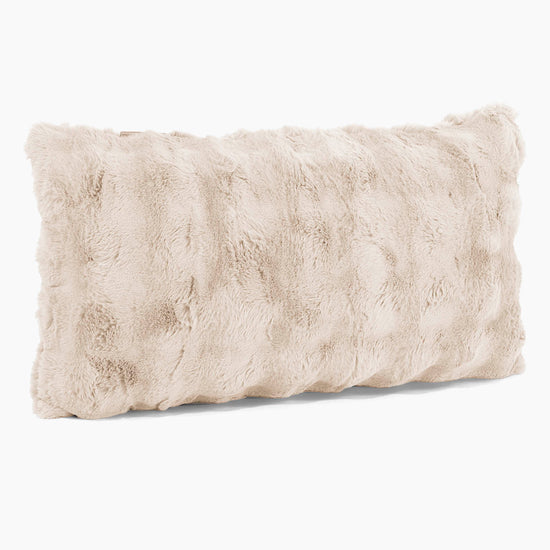 Fodera per Cuscino Rettangolare Gigante 40 x 70cm - Pelliccia Sintetica a Bolle Panna 02
