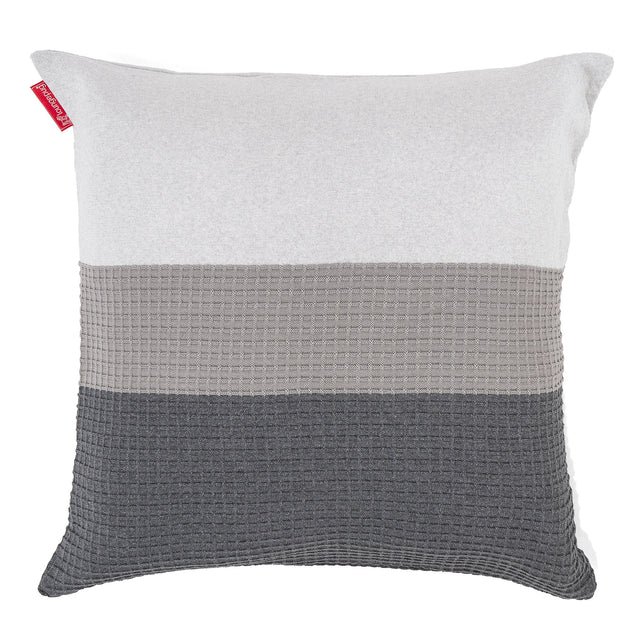 Fodera per Cuscino Gigante 70 x 70cm - Lavorato a Maglia Blocco di Colore Grigio 01