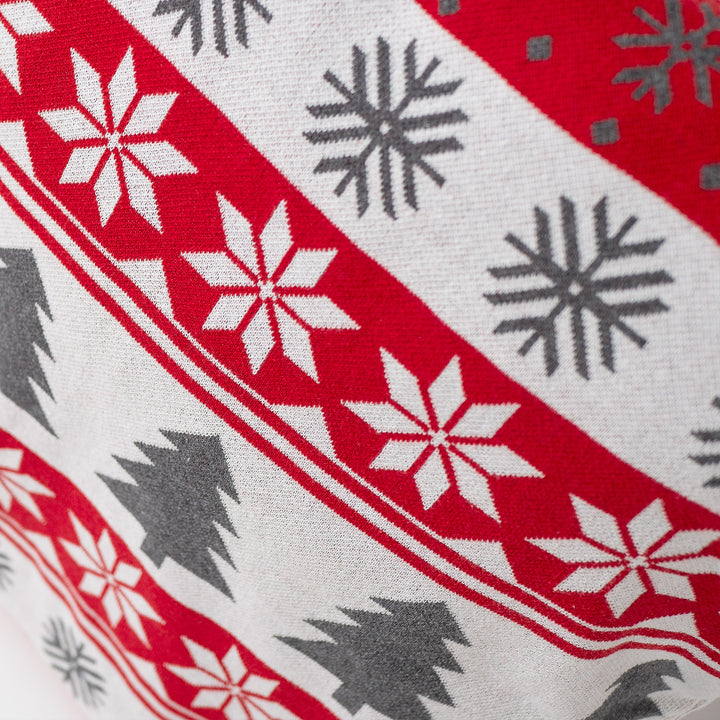 Fodera per Cuscino Gigante 70 x 70cm - Lavorato a Maglia Fair Isle di Natale Rosso 03