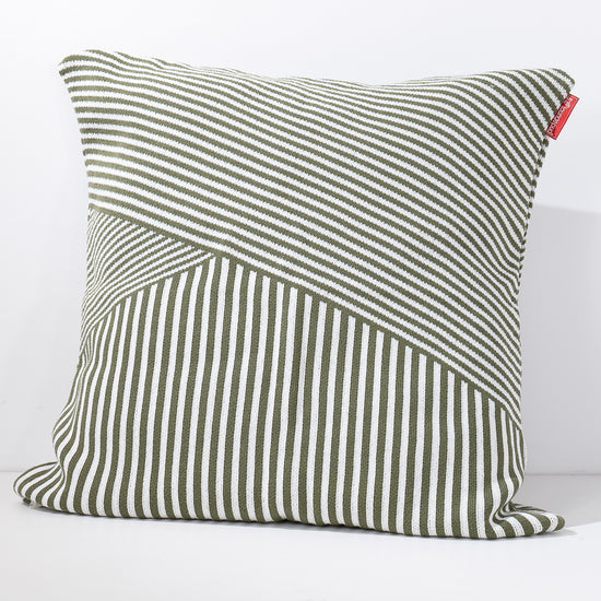 Fodera per Cuscino Gigante 70 x 70cm - Lavorato a Maglia Striscia Verde 02