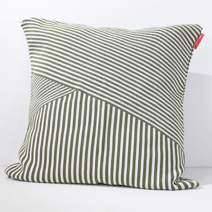 Fodera per Cuscino Gigante 70 x 70cm - Lavorato a Maglia Striscia Verde 02