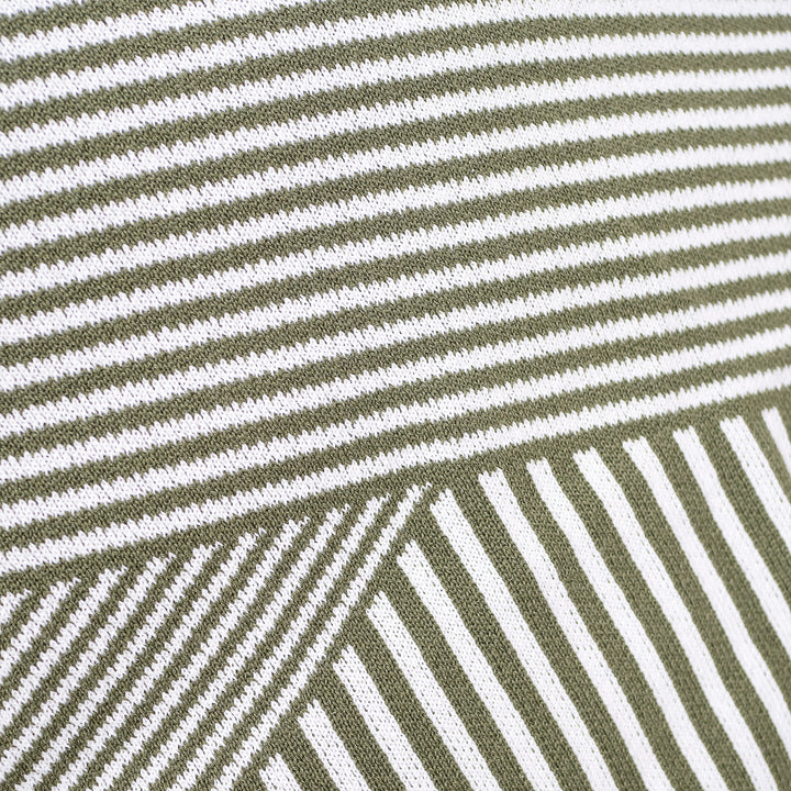 Fodera per Cuscino Gigante 70 x 70cm - Lavorato a Maglia Striscia Verde 03