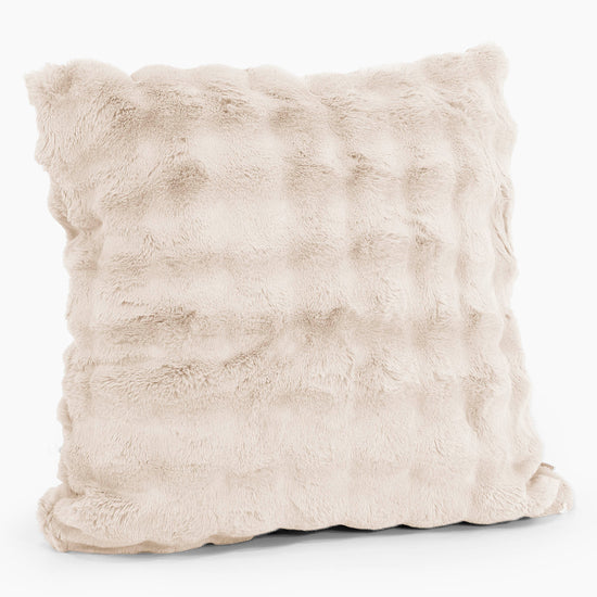 Fodera per Cuscino Gigante 70 x 70cm - Pelliccia Sintetica a Bolle Panna 02