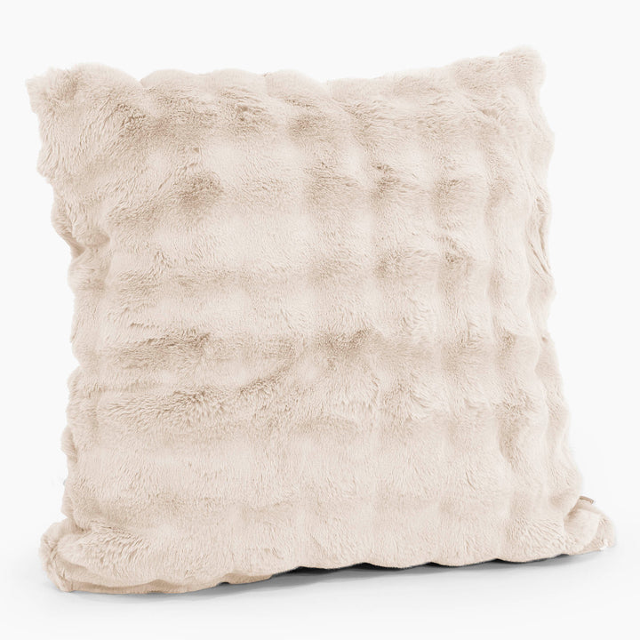 Fodera per Cuscino Gigante 70 x 70cm - Pelliccia Sintetica a Bolle Panna 02