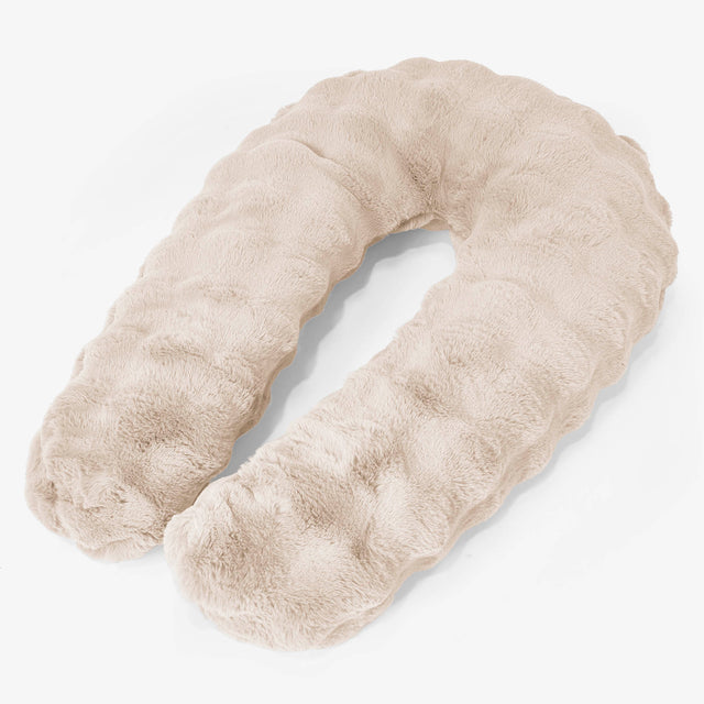 Cuscino Hug - Pelliccia Sintetica a Bolle Panna 01