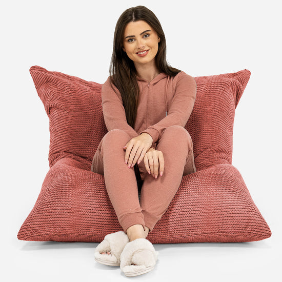 Cuscino Pouf Sacco XL - Pompon Arancione Zucca 02