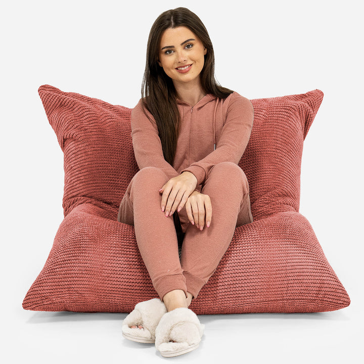 Cuscino Pouf Sacco XL - Pompon Arancione Zucca 02
