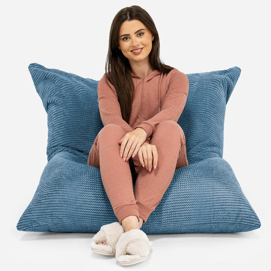 Cuscino Pouf Sacco XL - Pompon Cielo 02