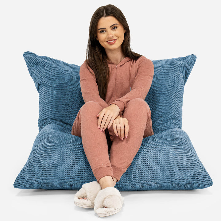 Cuscino Pouf Sacco XL - Pompon Cielo 02