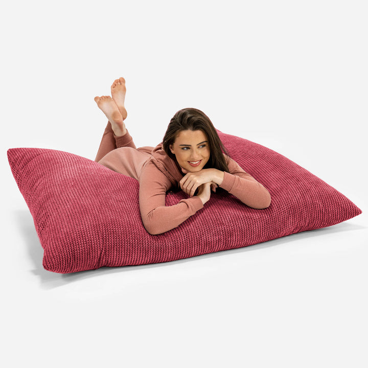 Cuscino Pouf Sacco XL - Pompon Rosso pastello 03