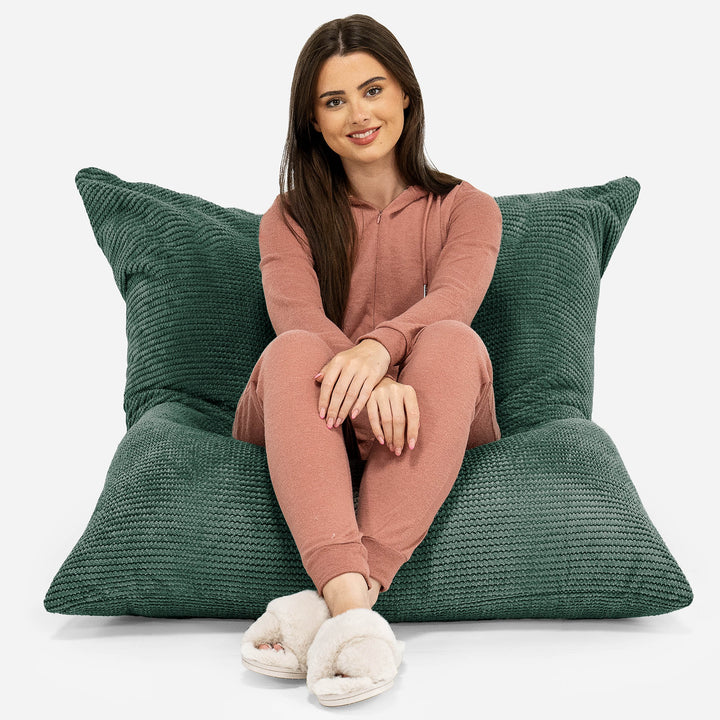 Cuscino Pouf Sacco XL - Pompon Verde Muschio 02