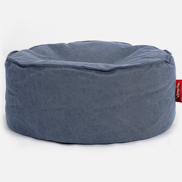 Pouf Rotondo Copertura di Ricambio - Denim Effetto Consumato 01