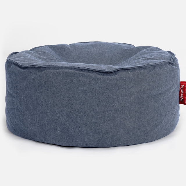 Pouf Rotondo Copertura di Ricambio - Denim Effetto Consumato 01