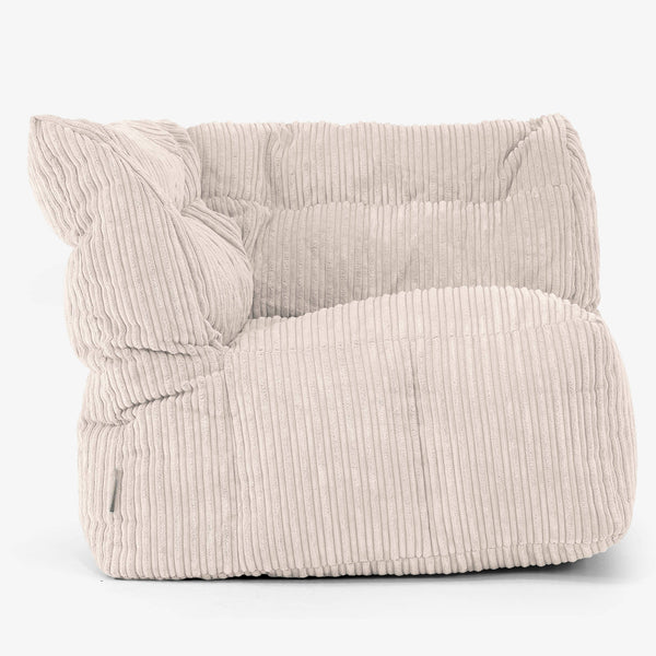 Divano Modulabile Pouf, Sezione Angolo Sinistro - Velluto a Coste Avorio