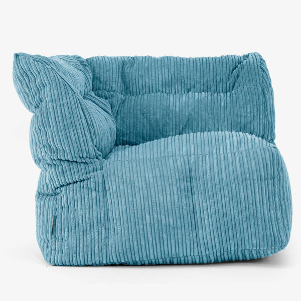 Divano Modulabile Pouf, Sezione Angolo Sinistro - Velluto a Coste Egeo Blu