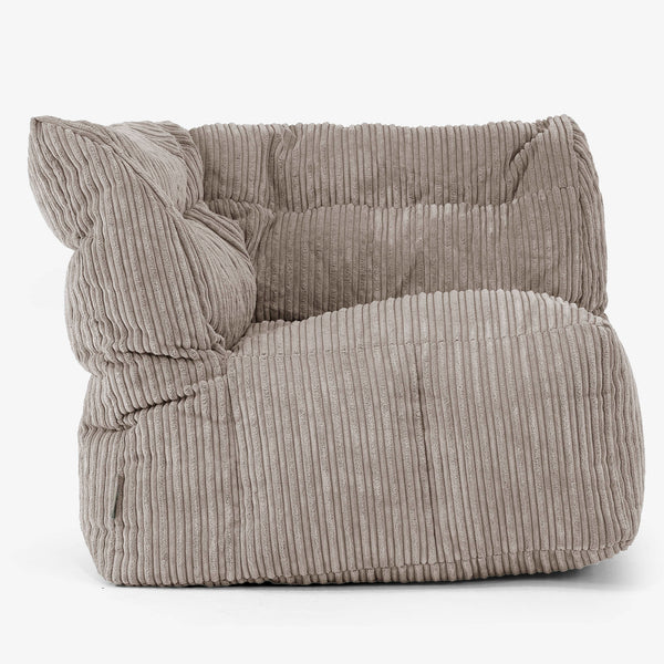 Divano Modulabile Pouf, Sezione Angolo Sinistro - Velluto a Coste Grigio Tortora