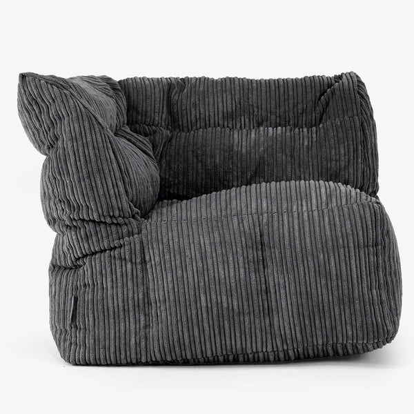 Divano Modulabile Pouf, Sezione Angolo Sinistro - Velluto a Coste Nero