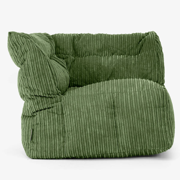 Divano Modulabile Pouf, Sezione Angolo Sinistro - Velluto a Coste Verde Foresta