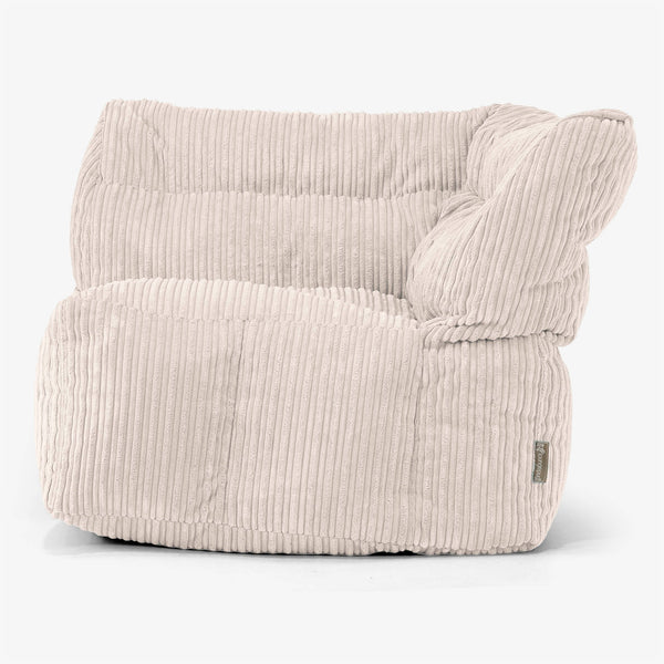 Divano Modulabile Pouf, Sezione Angolo Destro - Velluto a Coste Avorio