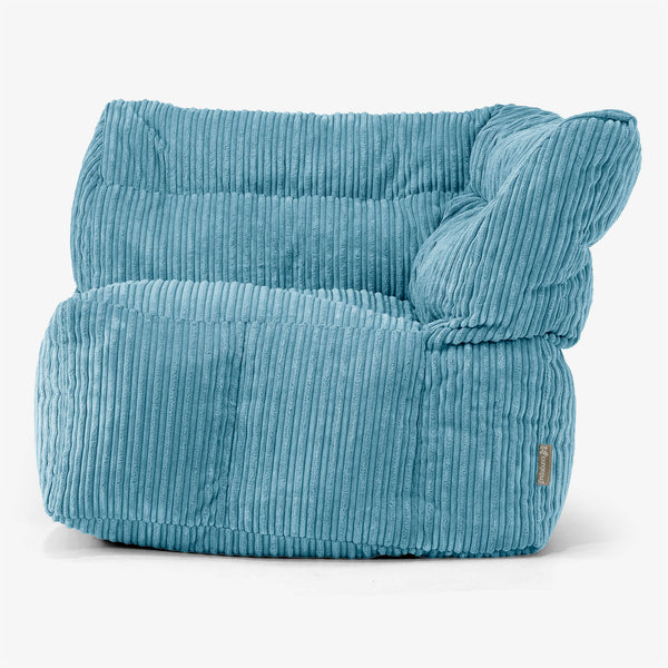 Divano Modulabile Pouf, Sezione Angolo Destro - Velluto a Coste Egeo Blu