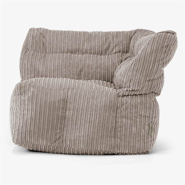 Divano Modulabile Pouf, Sezione Angolo Destro - Velluto a Coste Grigio Tortora