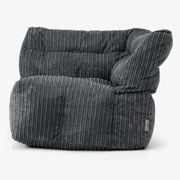 Divano Modulabile Pouf, Sezione Angolo Destro - Velluto a Coste Nero
