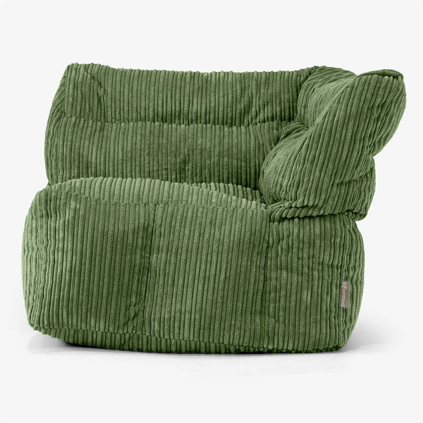 Divano Modulabile Pouf, Sezione Angolo Destro - Velluto a Coste Verde Foresta