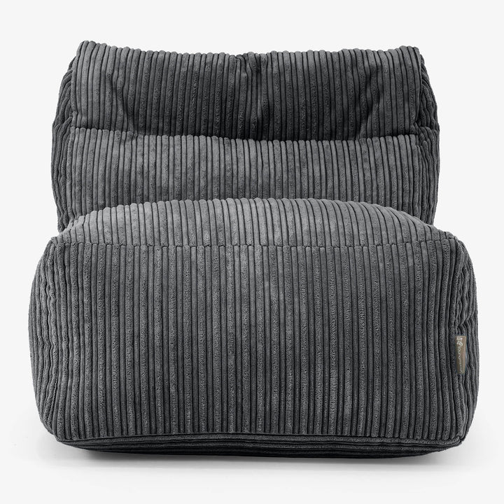 Divano Modulabile Pouf, Sezione Centrale - Velluto a Coste Nero 02