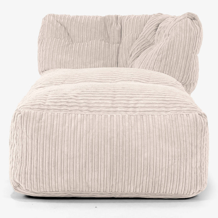 Divano Modulabile Pouf, Sezione Chaise Destra - Velluto a Coste Avorio 02
