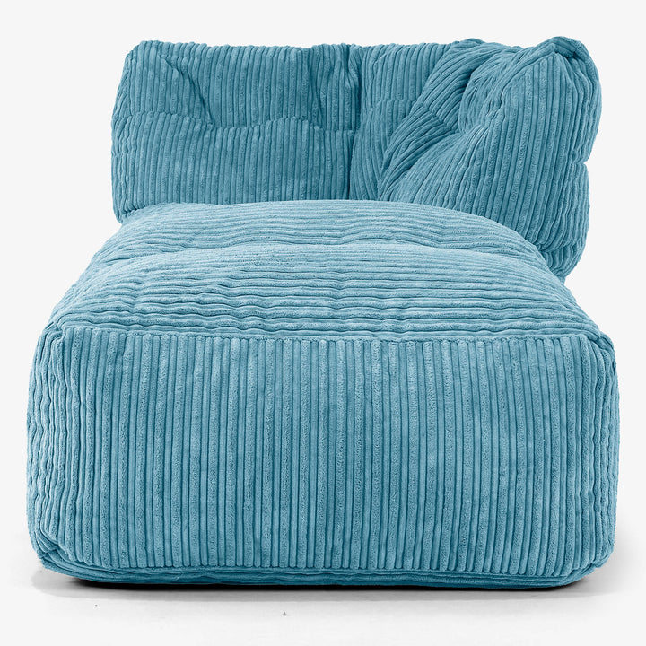 Divano Modulabile Pouf, Sezione Chaise Destra - Velluto a Coste Egeo Blu 02