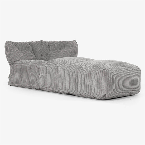 Divano Modulabile Pouf, Sezione Chaise Destra - Velluto a Coste Grafite 01