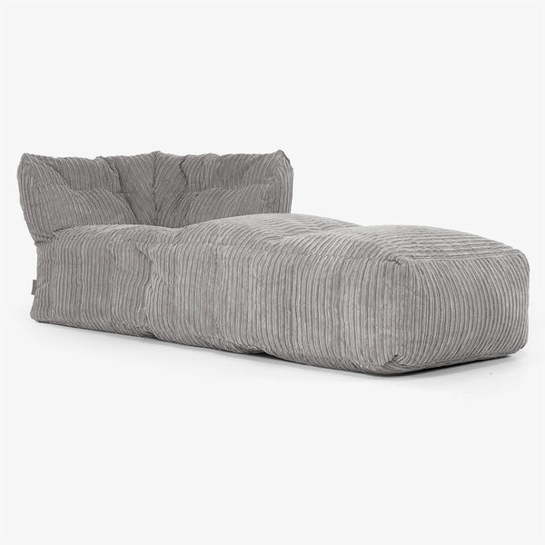 Divano Modulabile Pouf, Sezione Chaise Destra - Velluto a Coste Grafite 01