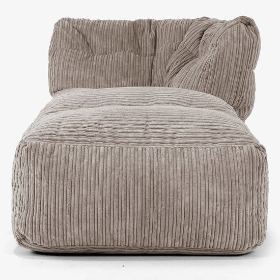 Divano Modulabile Pouf, Sezione Chaise Destra - Velluto a Coste Grigio Tortora 02