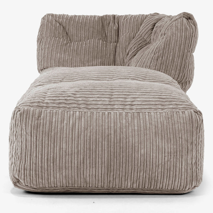 Divano Modulabile Pouf, Sezione Chaise Destra - Velluto a Coste Grigio Tortora 02