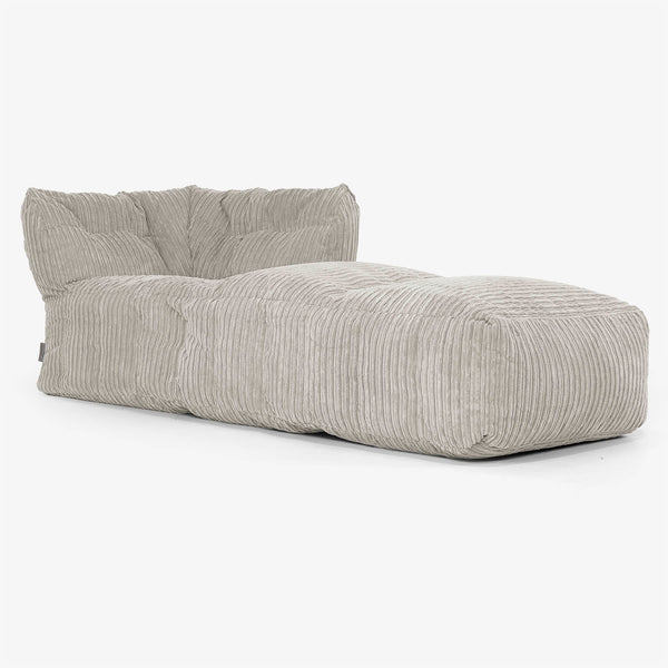 Divano Modulabile Pouf, Sezione Chaise Destra - Velluto a Coste Visone 01
