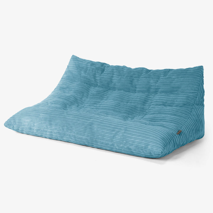 Divano Pouf da Pavimento Noah - Velluto a Coste Egeo Blu 02